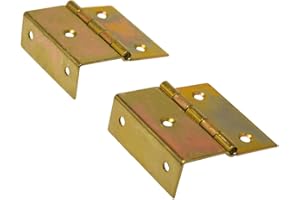 NICBOBO Custom Unfinished Metal Piano Bench Hinges - 1 Pair - 5 Screw Holes with L-Shaped Top Lid Hinge