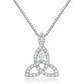 JiaYangJY Silver Celtic Motherhood Knot Necklace for Women Irish Love Knot Pendant Good Luck Jewelry with Birthstone Gift for Her