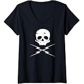 Womens Death Proof Skull Tshirt V-Neck T-Shirt