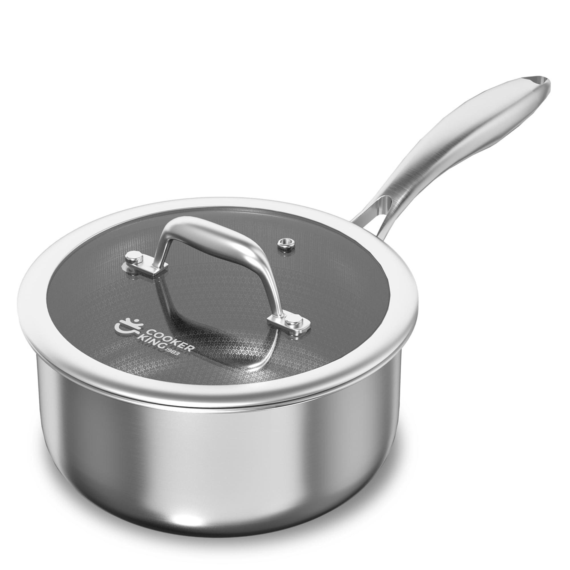 Photo 1 of COOKER KING 1.5 Quart Stainless Steel Saucepan, Nonstick Sauce Pan, Ceramic Suce Pot with Tempered Glass Lid, Induction Pot Compatible with All Cooktops, Dishwasher & Oven Safe(PFAS/PFOA/PTFE Free)