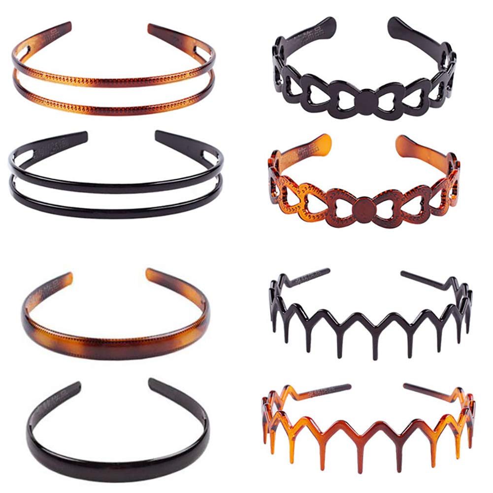 Set of 8 Unisex Hard Plastic Sharks Tooth Headband Hair Comb High-grade Headwear Hairband Hair Hoop (D#)