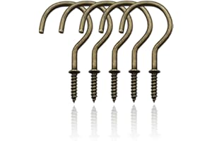 IDEALSV 2" Cup Screw Hooks Bronze Ceiling Hooks Mug Hook 20 Pcs Antique Brass Screw-in Hooks,Christmas Lights and Curtain Hanging,Kitchen,Plants Hanger Outdoor/Indoor