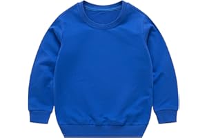 Toddler Crew Neck Sweatshirts Plain Cotton Pullover Sweater Baby Boys Girls Long Sleeve Soft Lined Tops Clothes