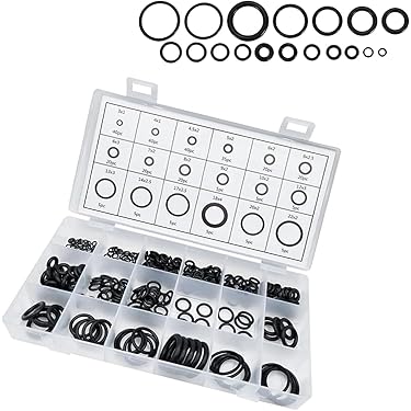 Glarks 18 Size 225Pcs Rubber O-Ring with Spacer Gasket Washer, Various Glarks 18 Size 225Pcs Rubber O-Ring with Spacer Gasket Washer, Various