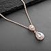 Mariell Rose Gold Cubic Zirconia Crystal Teardrop Bridal Wedding Pendant Necklace, Jewelry for Brides