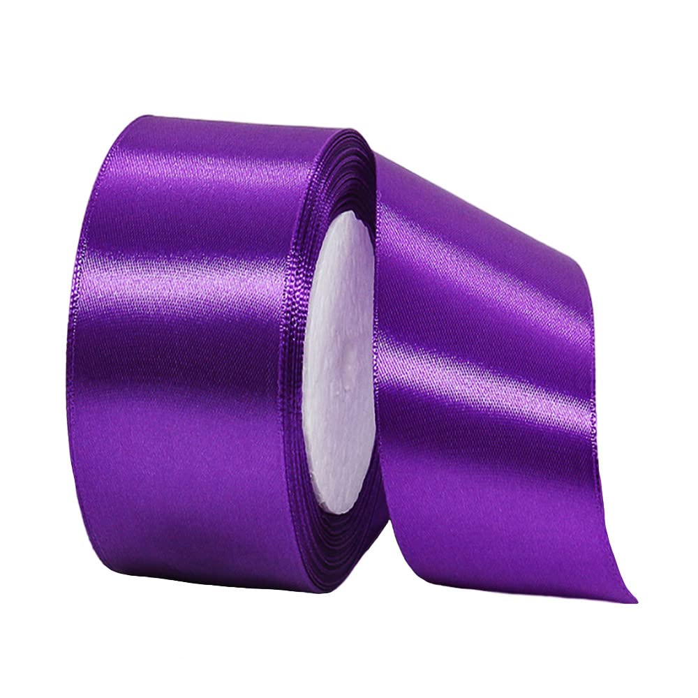 40mm Wide Thick Purple Ribbon for Gift Wrapping,22m 1.5Inch Large Fabric Satin Ribbon Purple Bow for Gift Wrapping,Ribbons for Crafting,Hair,Bouquets,Wedding,Car,Presents,Cake,Christmas Decorations