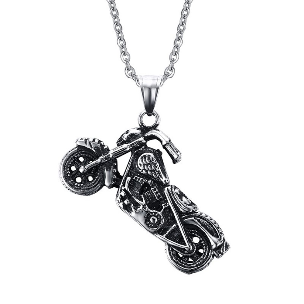 JAJAFOOK Collar con colgante para hombre, de acero inoxidable, para motocicleta