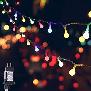 MYGOTO LED String Lights 30V UL Plug in with 8 Modes 39ft 100 LEDs Globe Fairy Lights Indoor&Outdoor Colorful Lighting for Hallowween Christmas Wedding Party DIY Home Decor,Extendable(Multicolor)