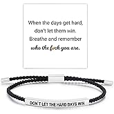 Dont Let The Hard Days Win Bracelet, Motivational Tube Adjustable Hand Bradied Wrap For Women Man Stainless Steel To My Daughter Best Friend Gift For Women Man Jewelry