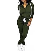 CLOCOR Track Suits for Women Set - Casual 2 Piece Outfits Sweatsuit Pocket Hoodies Long Sleeve with Patchwork Pants Set