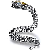 MSINMINW Vintage Snake Chain Bracelet, Old Metal Copper Luxurious Styling Ouroboros Bracelet Zodiac Snake Hook Clasp for Men Women Accessories