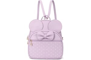 KL928 Girls Mini Backpack Bowknot Polka Dot Cute Daypacks Convertible Shoulder Bag Purse for Women (L.Purple)