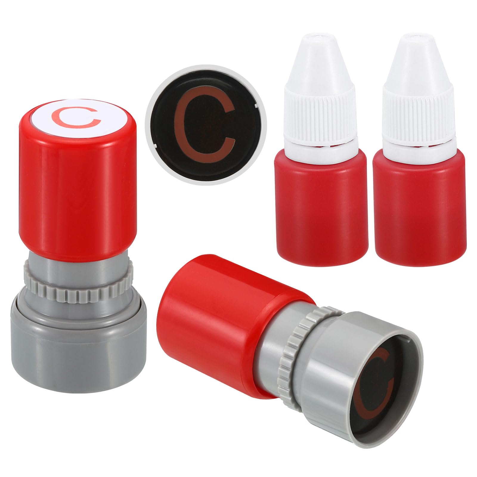 PATIKIL Letter Stamps Self Inking, 2 Pack Character C Alphabet Teacher Stamp Initial Stamp Mini Ink Stamp for Class Notebook Scrapbooking DIY Craft, Red Ink