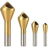 OCGIG 4pcs Titanium Coated Countersink Chamfer Tool Deburring Tool Set | Metal Wood Metal Plastic Silver Drill Bits