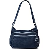 Women's Retro Large Canvas Denim Shoulder Bag Denim Crossbody Handbags Casual Style Lightweight Tote Purse