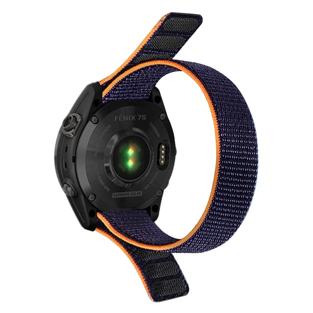 Niboow QuickFit Strap 20mm for Garmin Fenix 7S Pro Solar/Garmin Epix 2 Pro 42mm, Nylon Soft Lightweight Watch Bands for Garmin Fenix 7S/6S/6S pro/5S/5S plus/Garmin Descent Mk2S - Blue