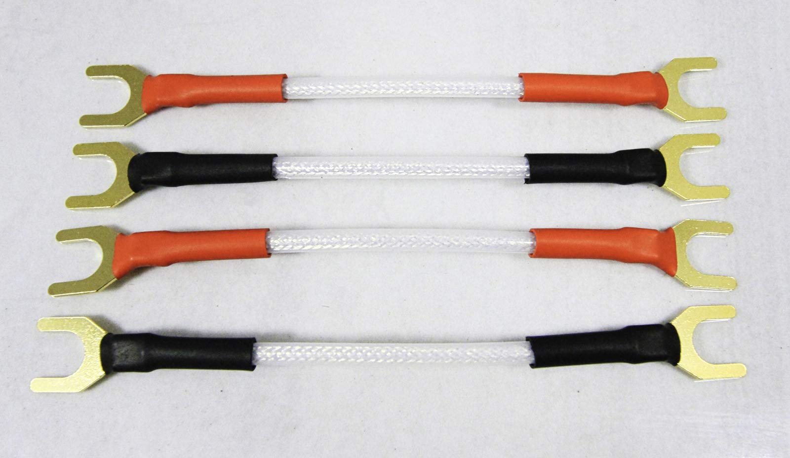 A1 Sound XT Silver Anniversary 4x Bi Wire Link Jumper Bridging Speaker Cables 10 Cm Length Terminated With 8 x Gold Plated Wide Spades