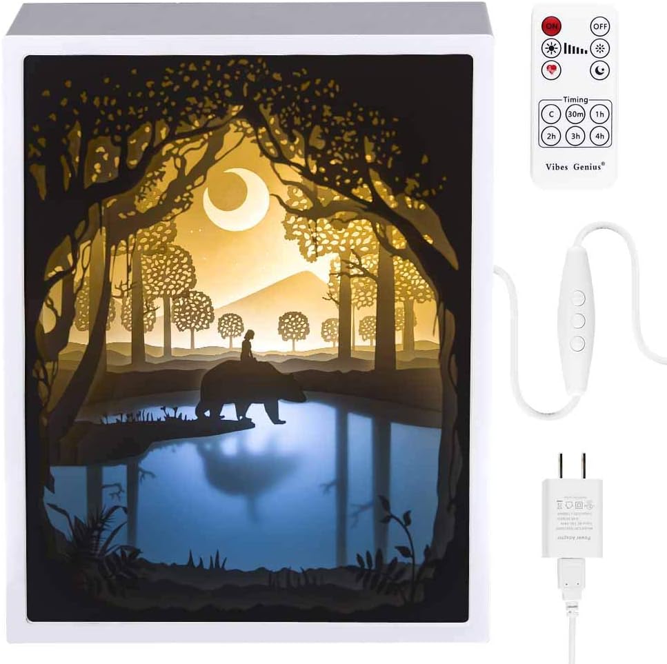 Papercut Light boxes, Decorative Led Lighting Lamp, Relaxing Mood Light for Kids and Adults, Night Projection Lamp for Baby Nursery Bedroom Children Room (My Friend)