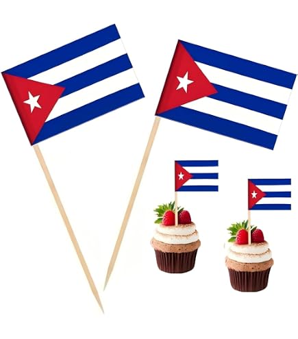 100-Pack Cuba Flag Toothpick Flags - Mini Cuban Flag Picks For Cocktails, Cupcakes, Party Decor - View #3