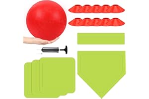 Hiboom 16 Pcs Sports Kickball Set Includes 10 Inches Playground Ball 5 Rubber Throw Down Bases Ball Pump 10 Foul Line Cones for Kids Adults Playground School Backyard Game Camps Picnic