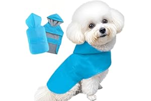 BECNBEAU Dog Raincoat Small Dog Rain Jacket Poncho Waterproof Pet Rain Suit for Puppy Small Dogs Cats Double Layer Breathable Lining Hooded Leash Hole Adjustable,Blue,XS