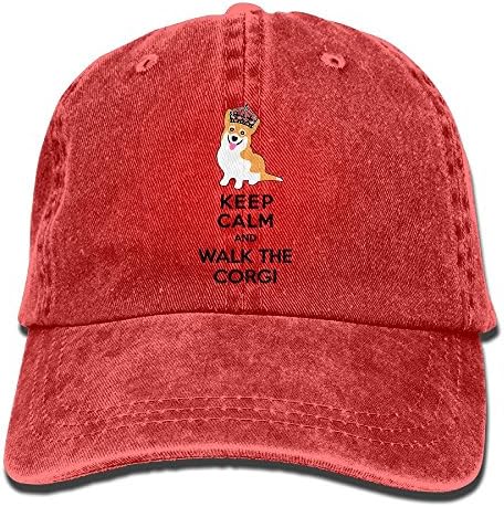 NO4LRM Men's Women's Keep Calm and Walk The Corgi Cotton Adjustable Peaked Baseball Dyed Cap Adult Washed Cowboy Hat