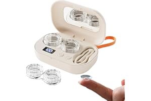 Ultrasonic Contact Lens Cleaner Machine, Portable Rechargeable Contact Case with Mirror and Tweezers, Automatic Deep Cleaning