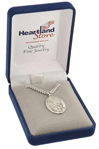 送料無料Heartland Store Men's Oval Sterling Silver Miraculous Medal + 24 Inch Endless Rhodium Plated Chain並行輸入