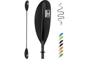 OCEANBROAD Carbon Fiber Kayak Paddle 90.5in/230cm, 86in/218cm for Adults Kayaking Boating Canoeing Oar with Paddle Leash