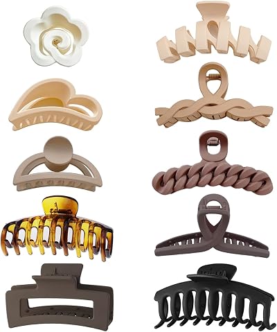 Lemiyoo 10 Pcs Matte Hair Claw Clips Large Medium Small Thick Thin Hair Women