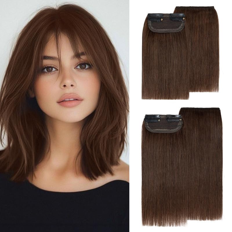 Photo 1 of S-noilite 4 pieces Clip In Short Hair Extensions 100% Remy Human Hair Invisible Mini Short Clip in Hairpiece 