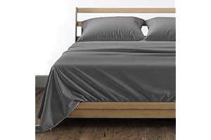 THREAD SPREAD 100% Egyptian Cotton Sheets California King Size - 1000 High Thread Count, Luxury 5-Star Hotel 4 PC Sateen Dark Grey Cali King Sheets, Extra Long Staple 16" Deep Pocket Bed Sheet Sets