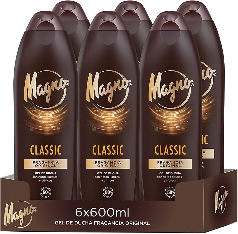 Classic, Gel de Ducha Fragancia Original, Piel Tersa y Suave, 6x600ml