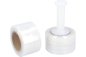 PSBM Mini Stretch Wrap with Plastic Handle 18 Rolls 3 Inch x 1000 Feet 80 Gauge Heavy Duty up to 500% Stretch Clear Plastic W