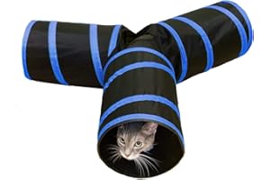Purrfect Feline 3-Way Cat Tunnels for Indoor Cats with Crinkle Cat Toy - Large, Dark Blue