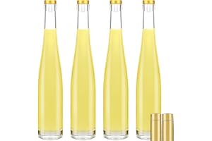 Liengoron 4Pack 500ml Glasses Bottles 16oz Glass Liquor Bottles with Cork Empty Wine Bottles Clear Glass Bottles with Lids Home Brewing Wine Bottles for Limoncello Whiskey Beverages Hot Sauce Vinegar