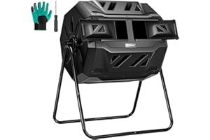 VIVOSUN Outdoor Tumbling Composter Dual Rotating Batch Compost Bin, 43 Gallon Black Door