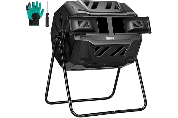 VIVOSUN Tumbling Composter Dual Rotating Batch Compost Bin 43 Gallon Black