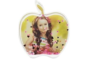 BESTPYSANKY Juicy Memories: Apple-Shaped Clear Acrylic Plastic Water Globe Picture Frame
