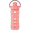 Lifefactory 12-Ounce Glass Water Bottle with Active Flip Cap and Protective Silicone Sleeve, Cantaloupe, 12oz