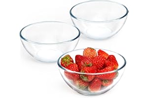 NUTRIUPS 5 Inch Small Glass Bowls, 14oz Glass Dessert Bowl Set, Clear Tempered Glass Sauce Bowls for Kitchen Microwave and Oven Safe