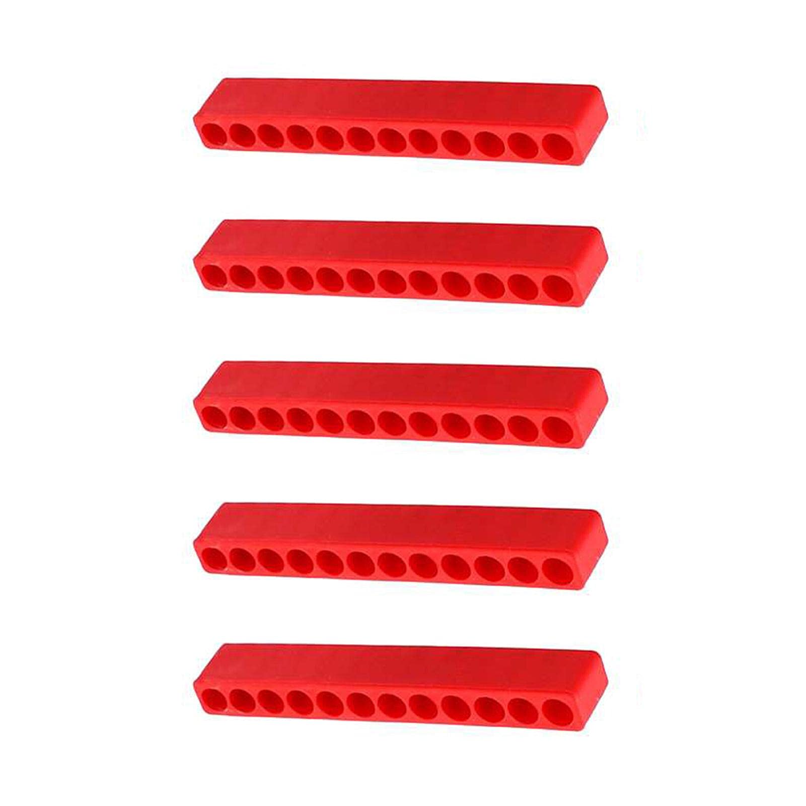 Nimomo Bit Storage Strips - Pack of 5 12 Hole Hex Bit Organiser - Bit Storage Deck Screwdriver Hex Shank Card Holder Wind Head Soft Rubber Strips