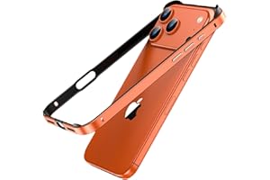 KUGEW for iPhone 17 Pro Max Bumper Case Metal, No Back Design Compatible with MagSafe, Aluminum Alloy + TPU Bumper Frame Slim Fit Excellent Heat Dissipation 4 Corner Raised Shockproof (Orange)