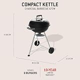 Weber Compact Kettle Charcoal Barbecue 47 cm with Stand & Wheels Black view 2