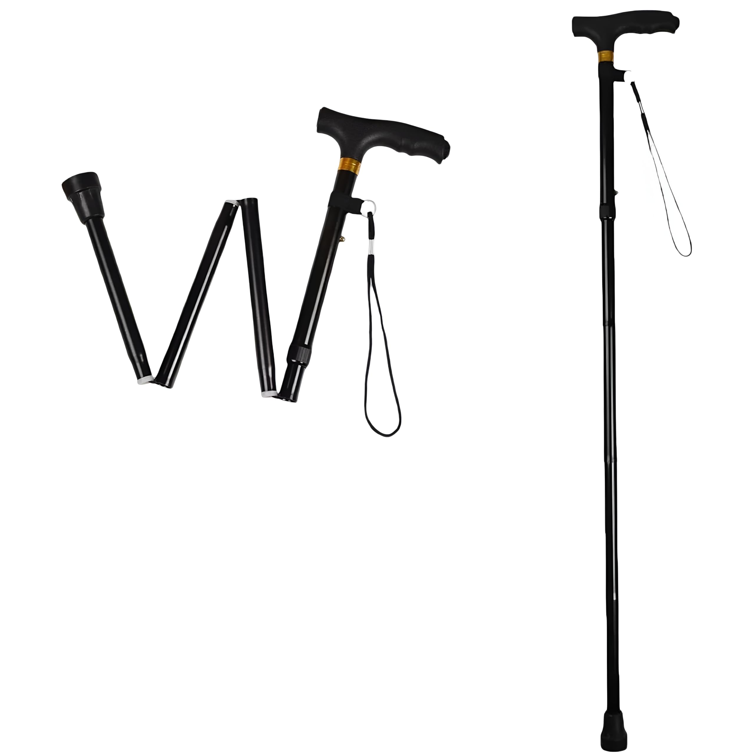BARGAIN FACTORY Black Walking Stick For Men And Women Lightweight, Adjustable, Durable & Portable