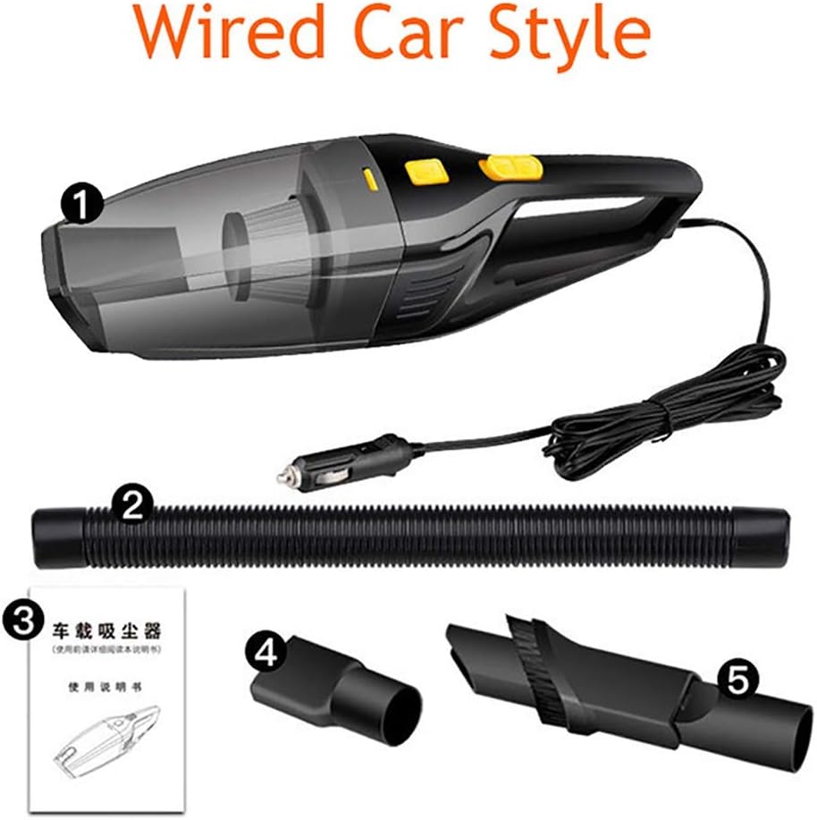 YUHUANG Car Vacuum Cleaner DC 12V 120W 5000 PA Wet Dry DualUse Car Home Cleaning