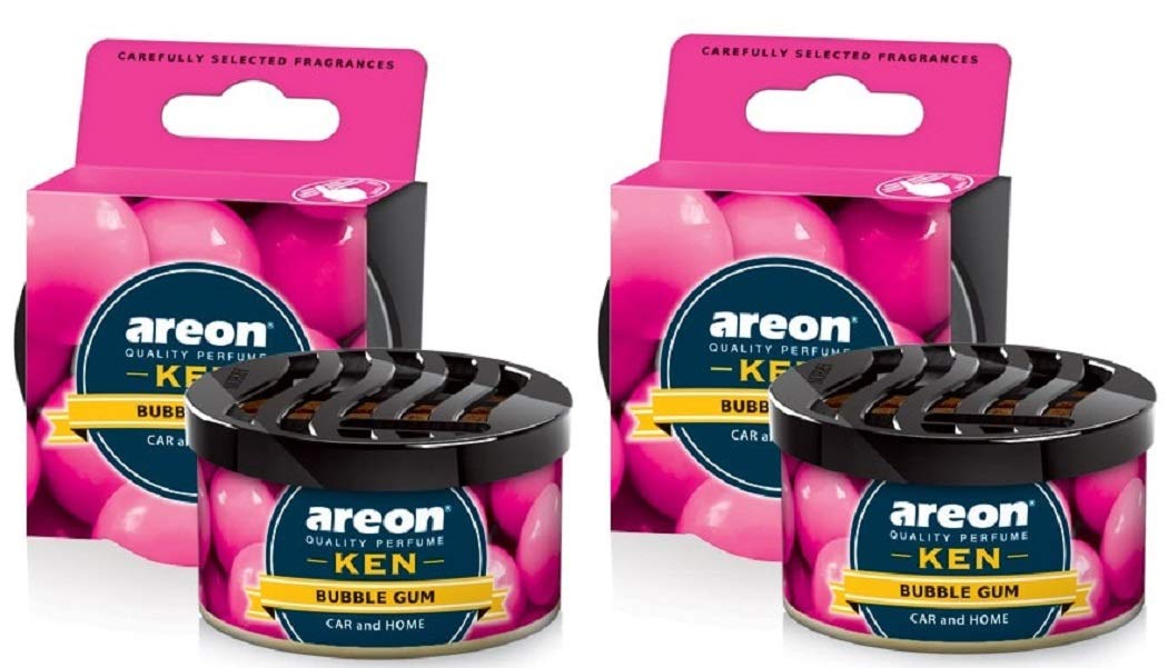 AREON Ken Car Air Freshener Bubble Gum Tin Adjustable Vented Lid Multi Pack of 2
