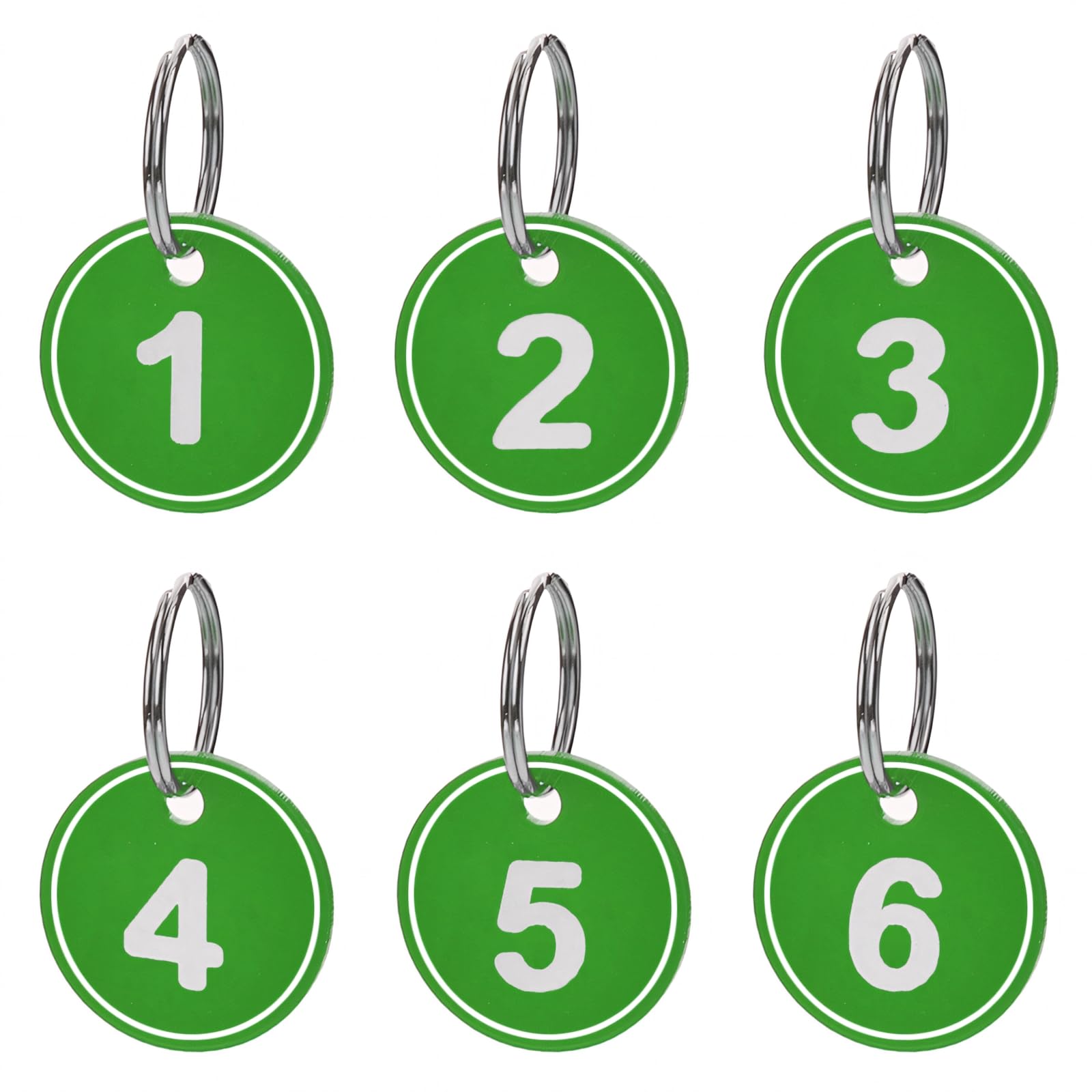 Aspire 1-50 Plastic Numbered Key Fobs Green Round Numbered Key Tags ID Number Tags with Key Ring