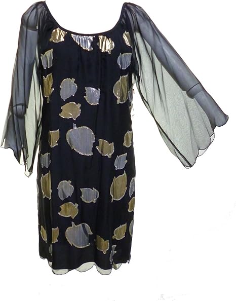 Amazon アニーリー Ani Lee メタリック柄が華やかraineシルクシフォンワンピース ワンピース チュニック 通販