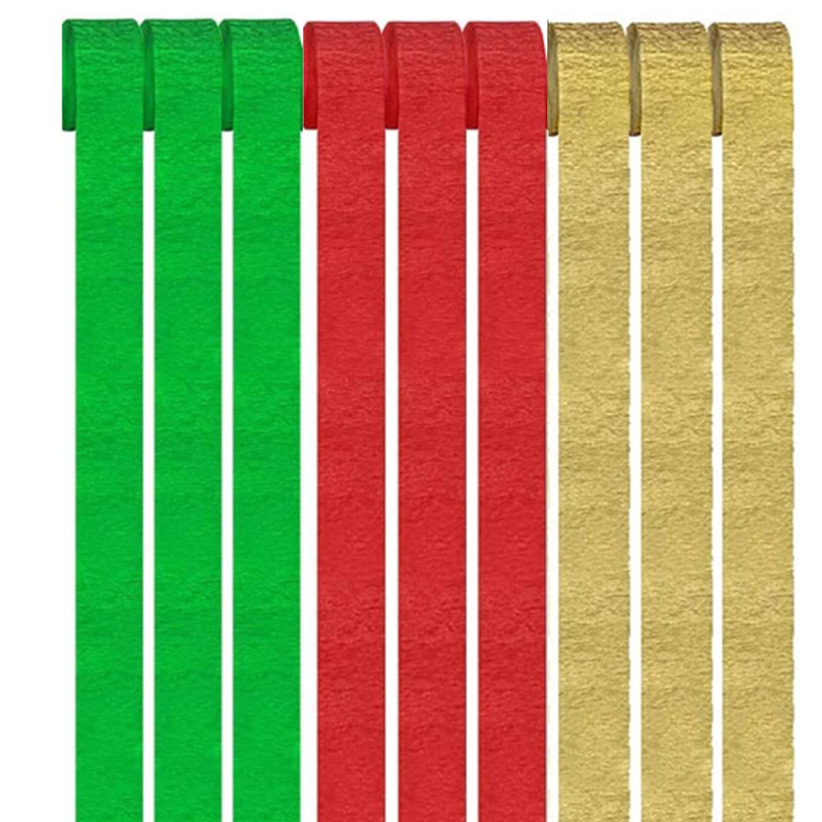 9 Rolls Red Green Gold Crepe Paper Craft Streamers Hanging,Christmas Crepe Roll Curtain Backdrop,Christmas Party Crepe Paper Roll Streamer for Birthday Wedding and Holiday Party Decorations